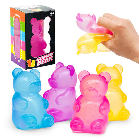 Ultra-soft water-style bear taba squishy in clear silicone, showing a delicate silky texture and high transparency for ASMR video creators.