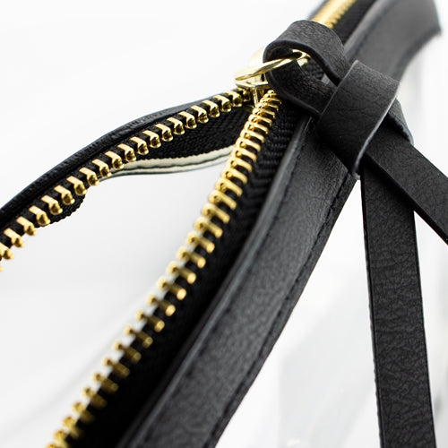 Half Moon Clear Crossbody-Black Accents