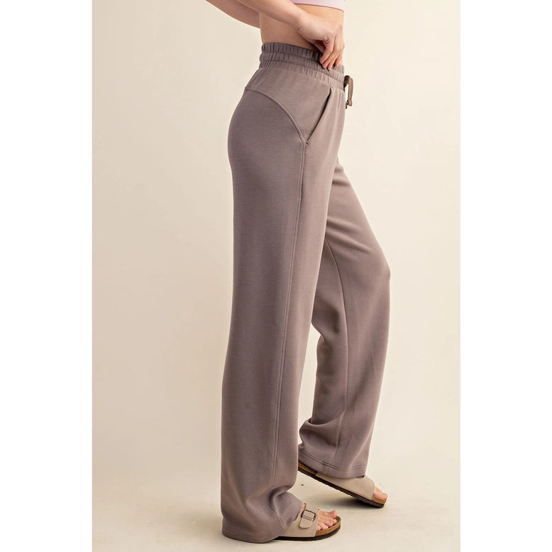 Modal Poly Span Quarter Zip Mock Neck Pullover &amp; Scuba Straight Pant Set