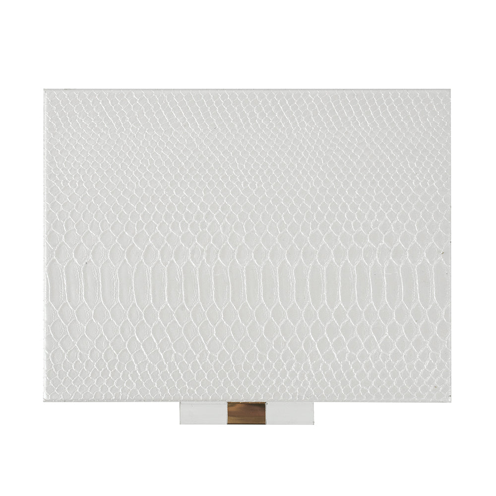 White Faux Snakeskin Boxes, Set of 2