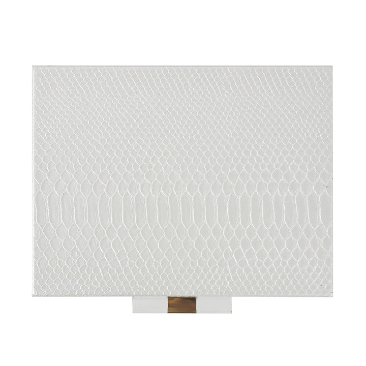 White Faux Snakeskin Boxes, Set of 2