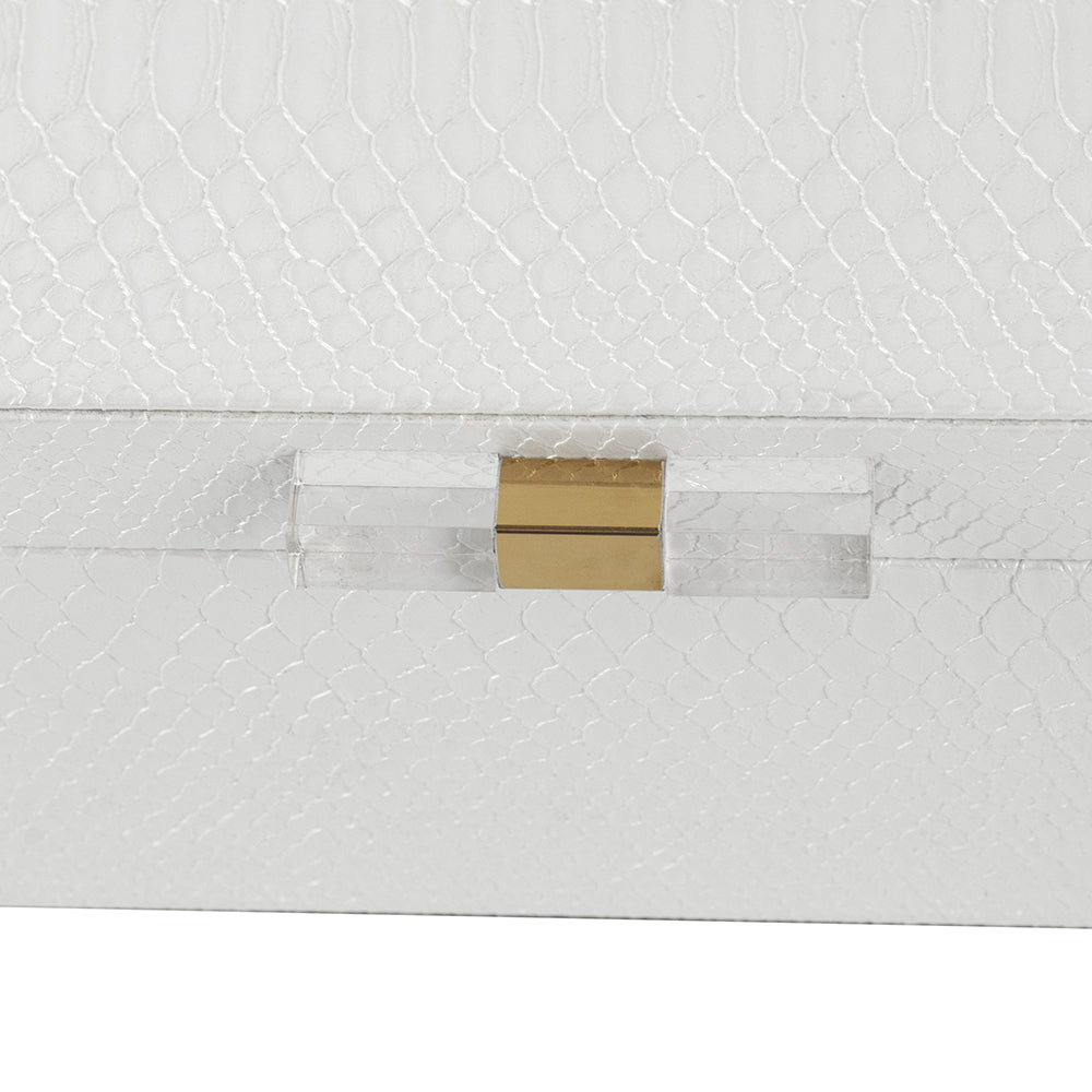 White Faux Snakeskin Boxes, Set of 2