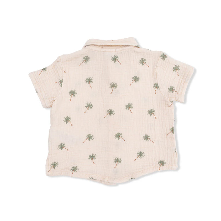 Palm Trees Bamboo Polo Button Up &amp; Casual Short Set | Angel Dear