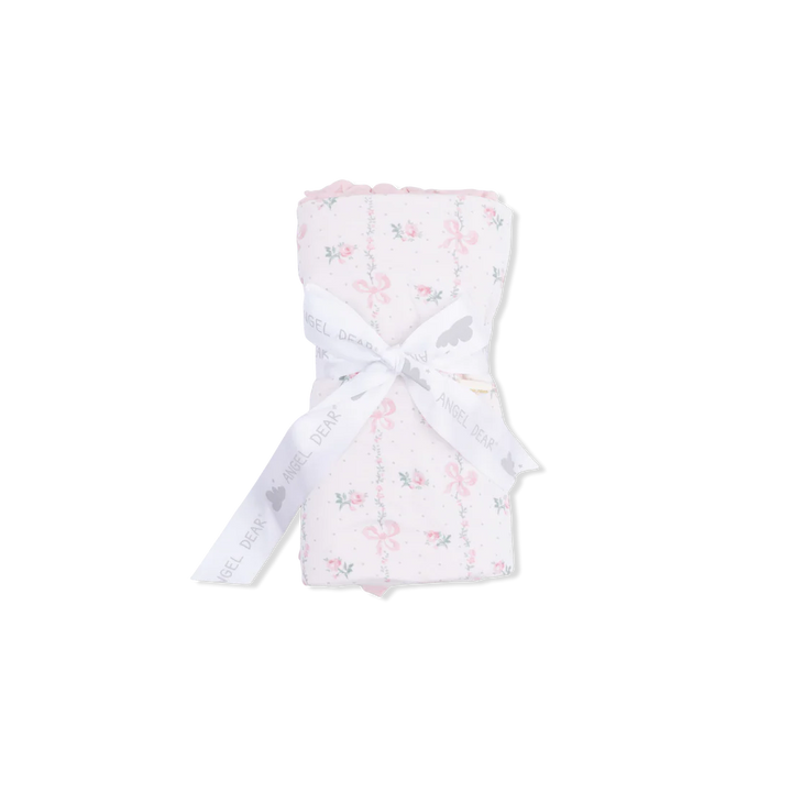 Dainty Buds and Bows Bamboo Ruffle Receiving Blanket | Angel Dear