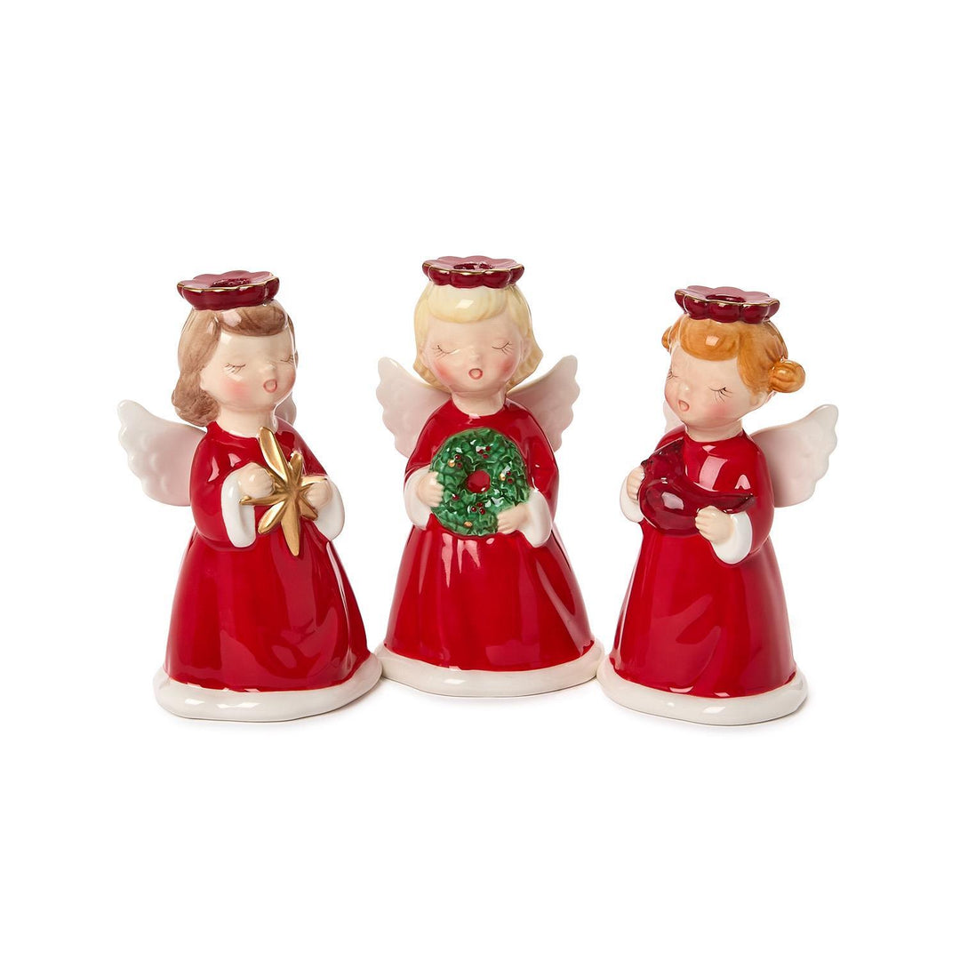 Christmas Angel Hand-Painted Candleholder