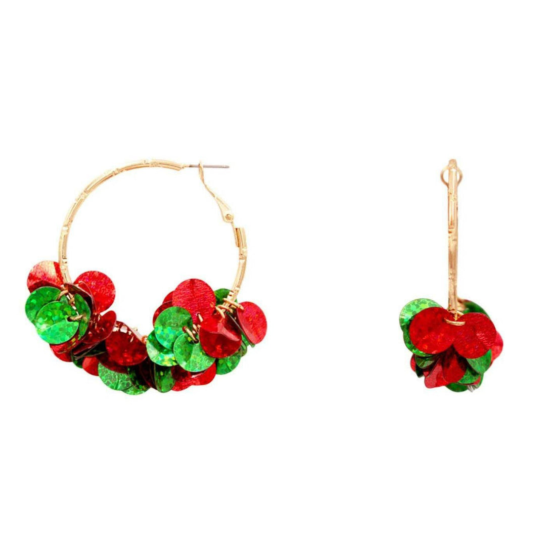 Red and Green Christmas Acrylic Round Multi Layered 2" Earring