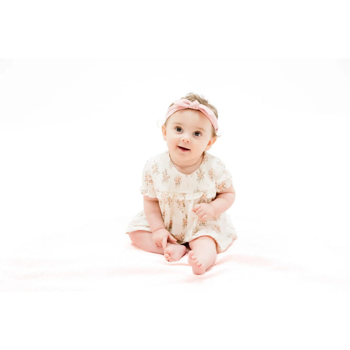 Smocked Ruffle Bubble with Skirt - Vintage Rosebuds