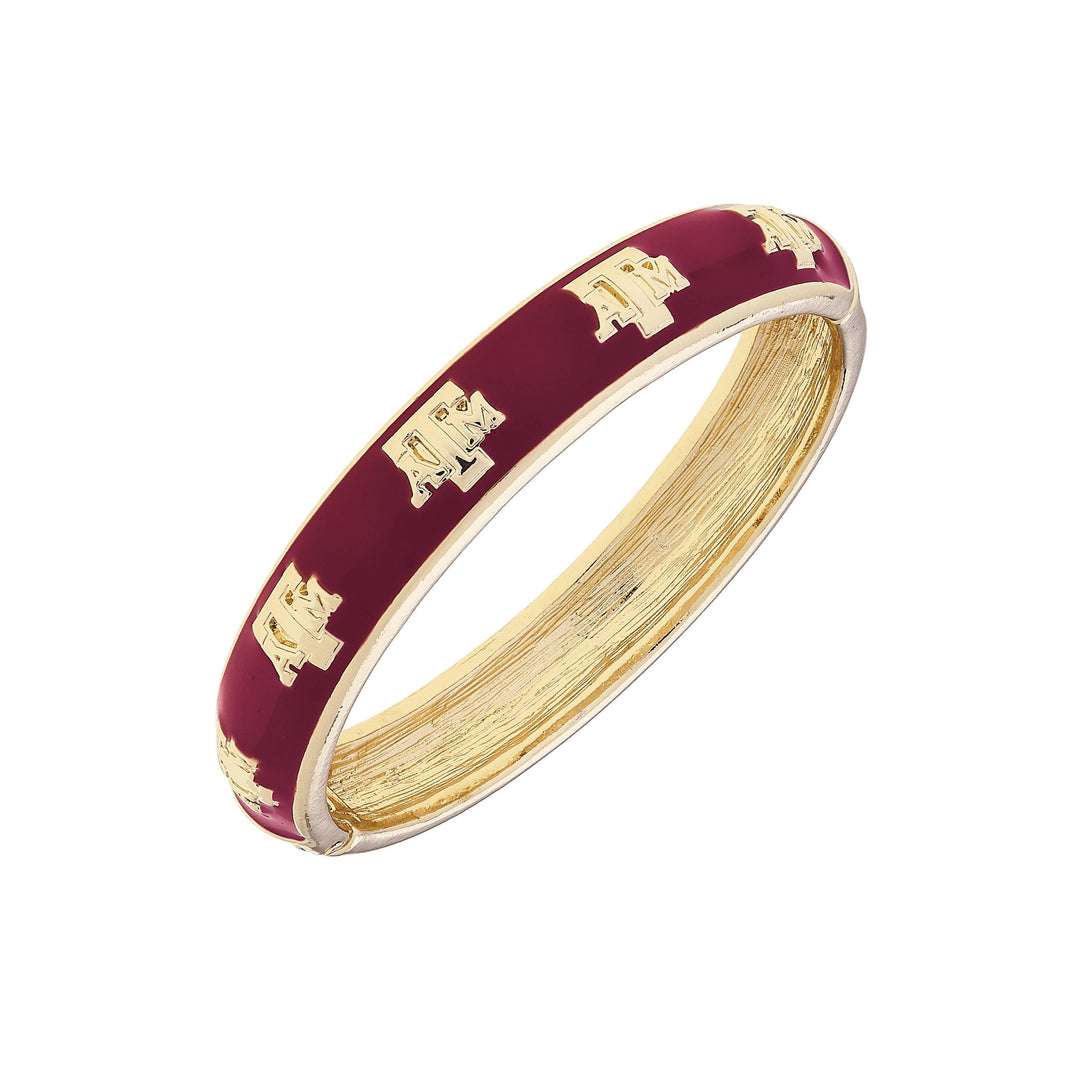 Texas A&amp;M Aggies Sculpted Enamel Logo Hinge Bangle in Maroon
