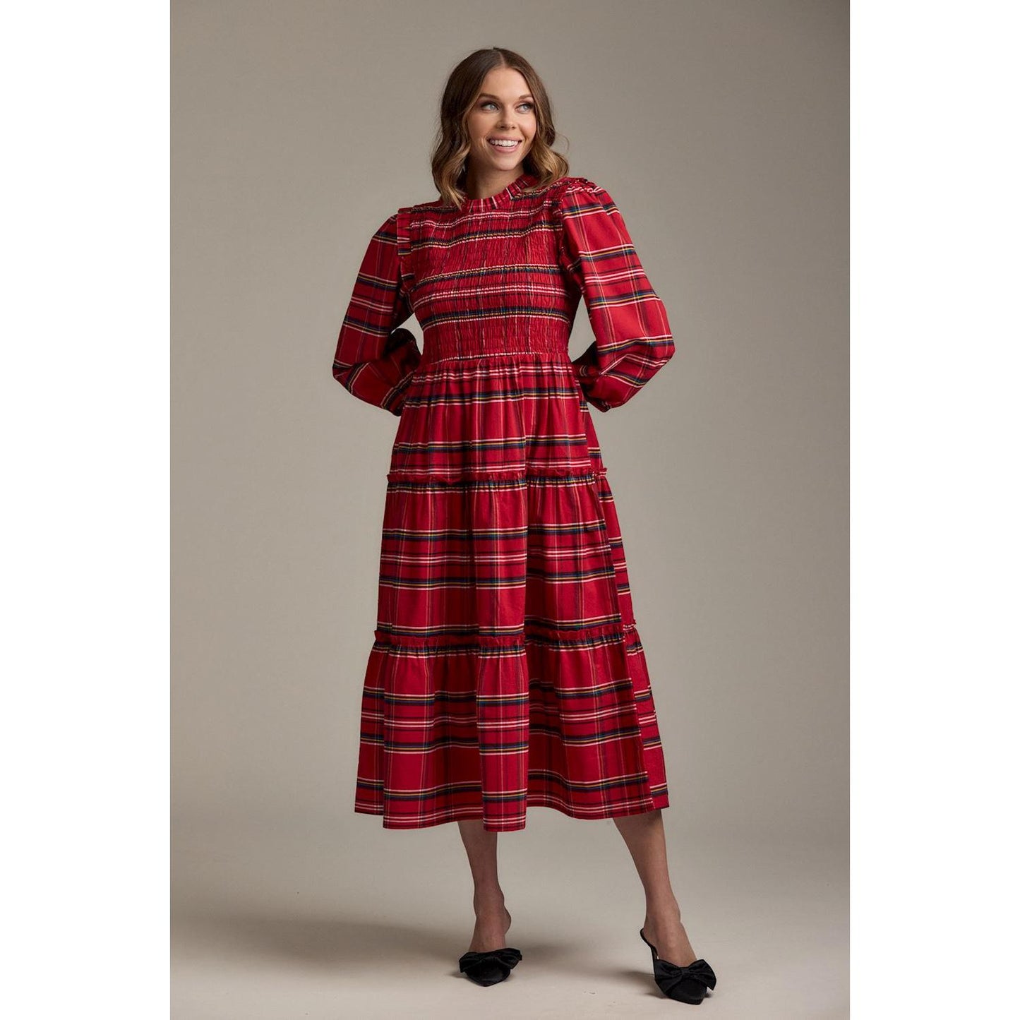 Walton Plaid Midi Dress