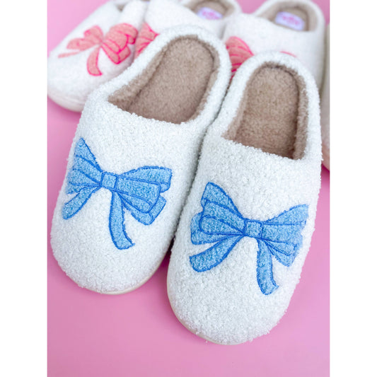 Blue Bow Slippers
