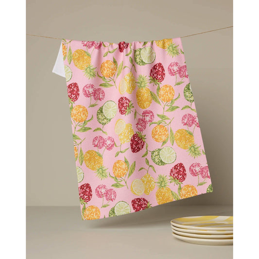 Geometry House Disco Fruits Tea Towel - Bold Retro Fruit Print Eco-Friendly Geoweave Kitchen Towel 18x30
