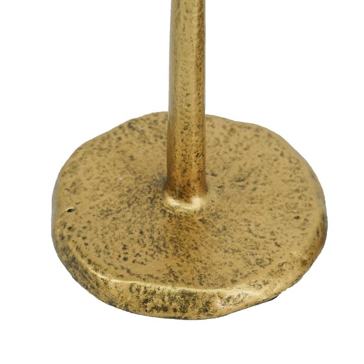 Gold Iron Candlesticks with Round Base, Set of 3