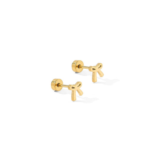 Screwback Stud Earrings - Ruby Bow
