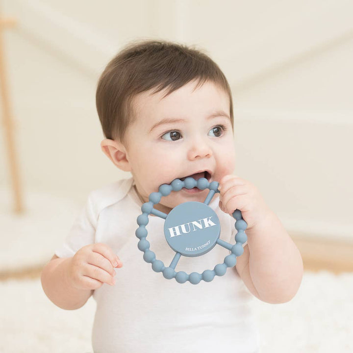 Bella Tunno Hunk silicone beaded Happy Teether in blue