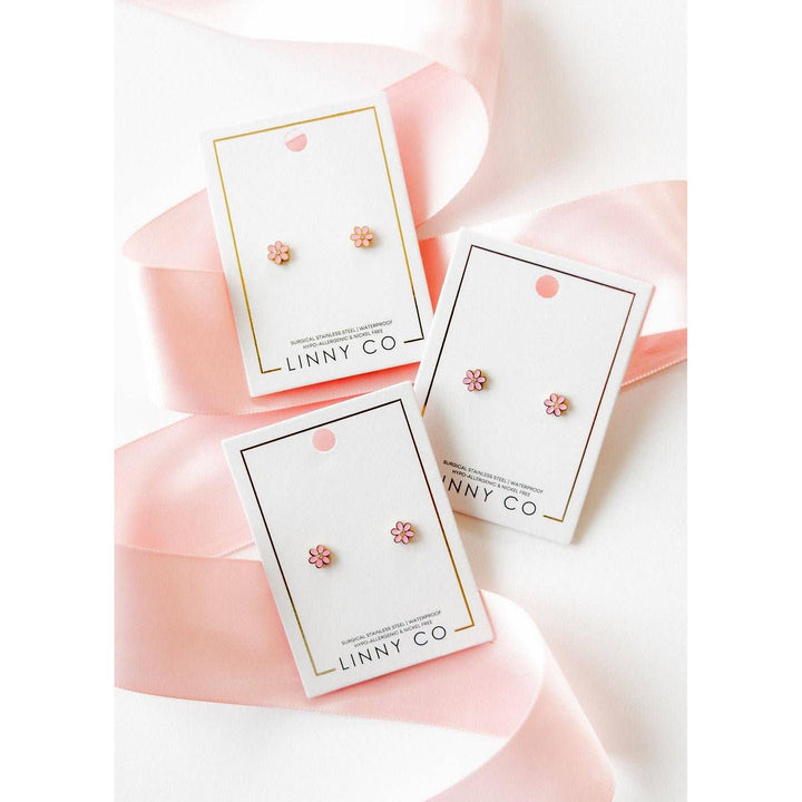 Screwback Stud Earrings - Alli Pink