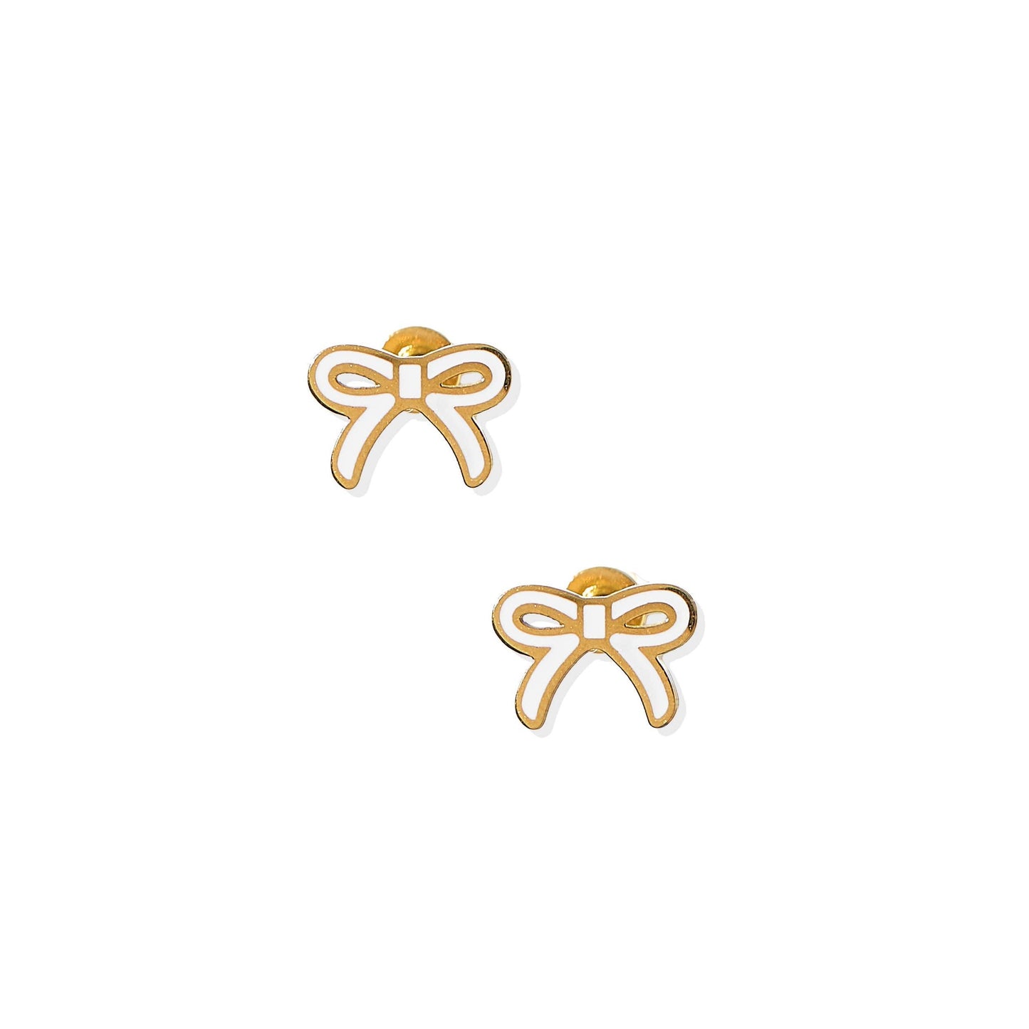 Screwback Stud Earrings - Sadie Bow White
