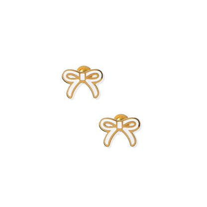 Screwback Stud Earrings - Sadie Bow White