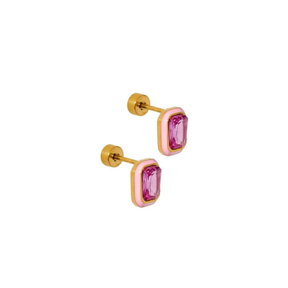 Screwback Stud Earrings - Whitney Bubblegum Pink