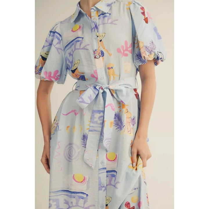 Seaside Story Button-Down Midi Dress