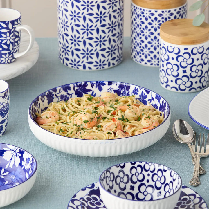Madison Blue &amp; White Porcelain Large Serving Bowl (12") by Certified International