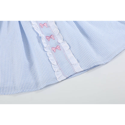 Blue and Pink Bow Ruffle Dress