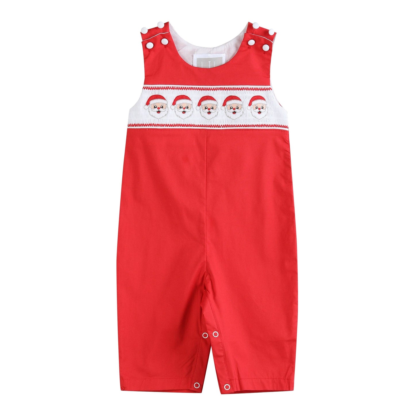 Red Santa Smocked Overalls