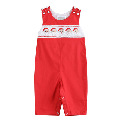 Red Santa Smocked Overalls