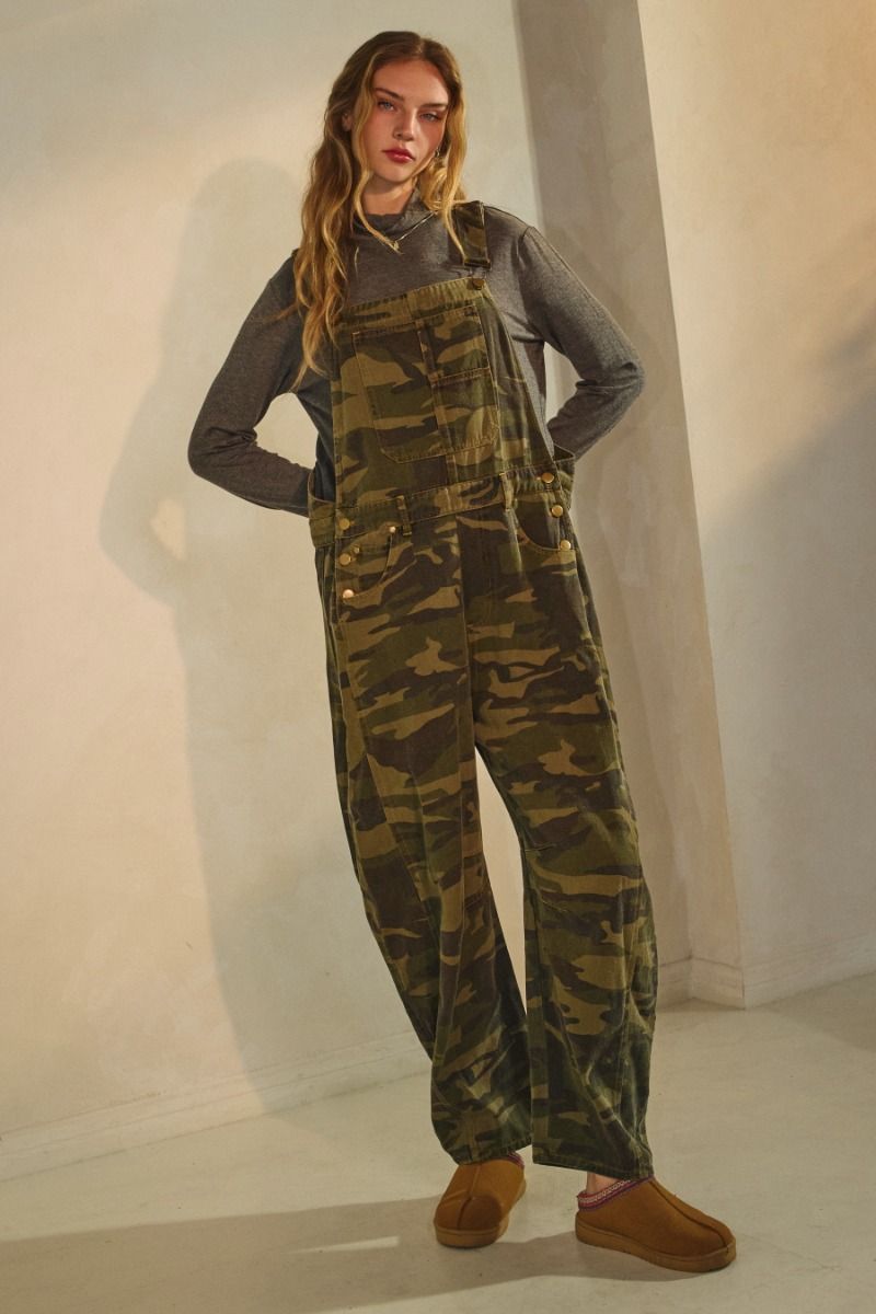 Oddi Camo Barrel Pants Overall Jumpsuit - Washed Camo