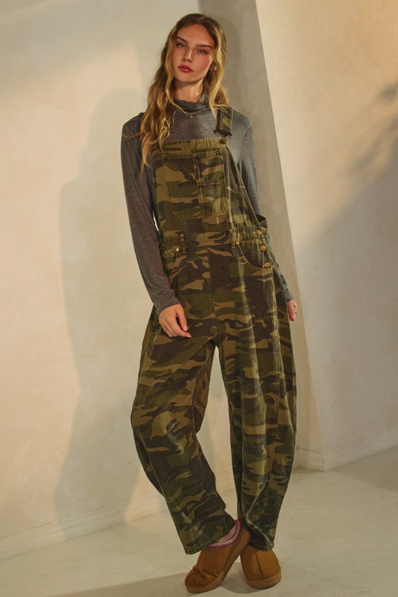 Oddi Camo Barrel Pants Overall Jumpsuit - Washed Camo