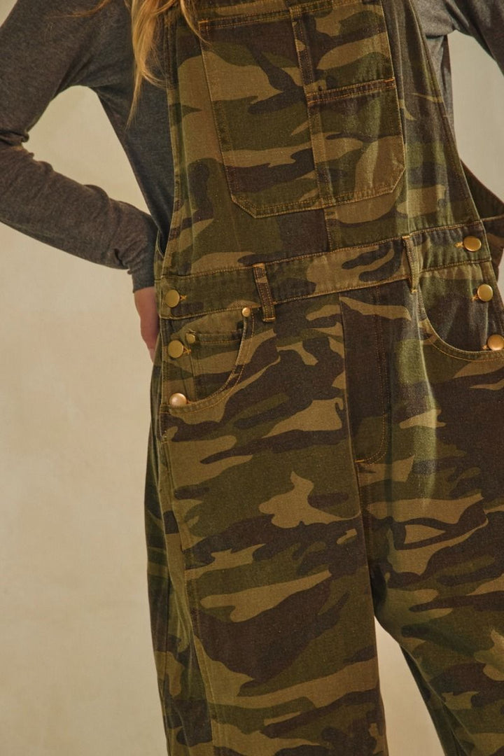 Oddi Camo Barrel Pants Overall Jumpsuit - Washed Camo