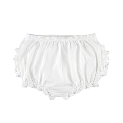 Baby Girls White Knit RuffleButt Bloomer