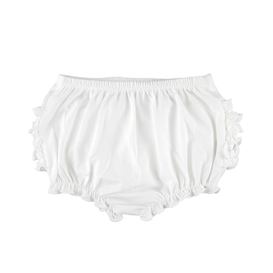 Baby Girls White Knit RuffleButt Bloomer