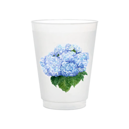 Blue Hydrangea Frosted 16oz Reusable Stadium Cups | Set of 6
