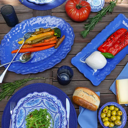 Indigo Blue Melamine Rectangular Serving Platter by Certified International | 19" x 8"