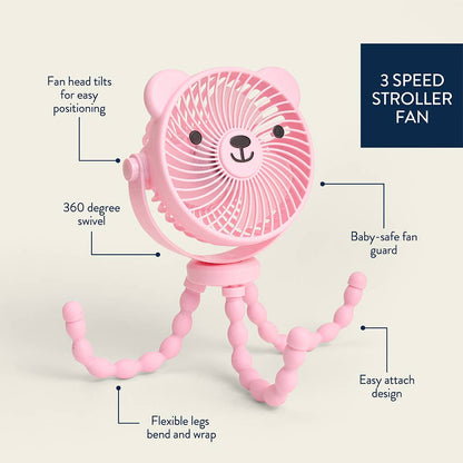 Itzy Ritzy® Itzy Breeze™ 3-Speed Stroller Fan – Pink
