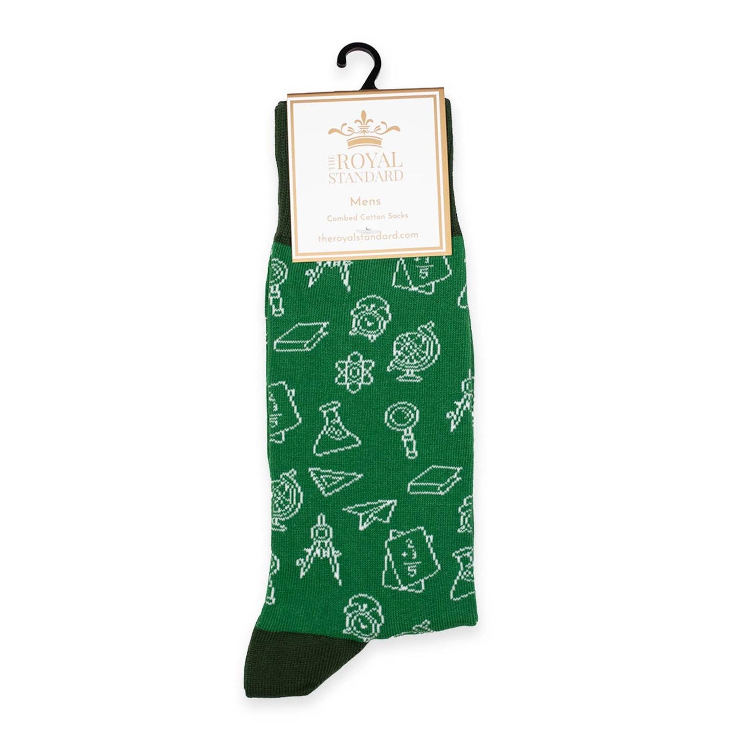 Men's Teacher Socks   Green/White   One Size