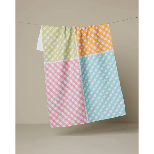 Geometry House Patio Check Tea Towel hanging in kitchen - Classic Check Print Kitchen Decor and Housewarming Gift