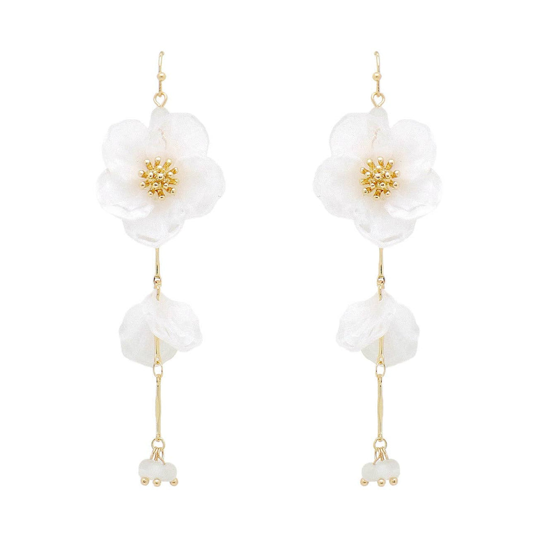 White Acrylic Flower Drop 2.5" Earring