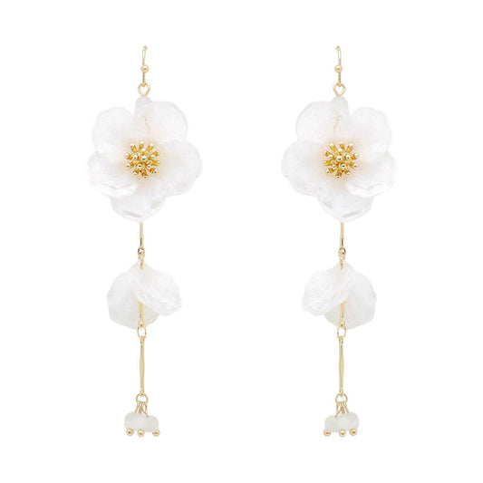 White Acrylic Flower Drop 2.5" Earring