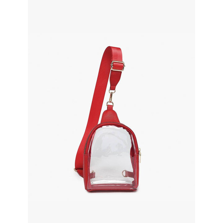 Jen &amp; Co Ellen Clear Sling Bag | Stadium-Approved | Removable Guitar Strap