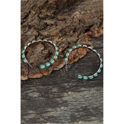 Sky Blue Gem Inlay Retro C-shape Earrings