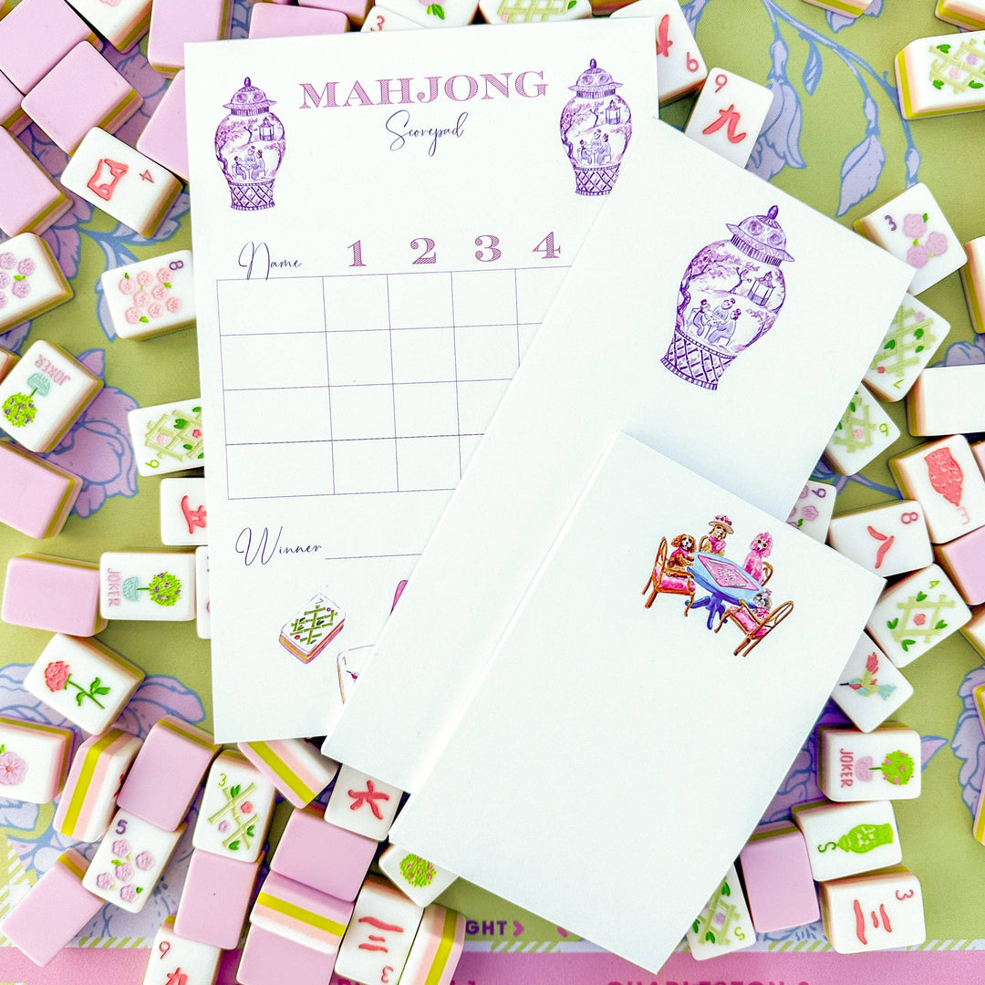 Taylor Paladino Dogs Playing Mahjong Notepad - 4x6 Watercolor Stationery