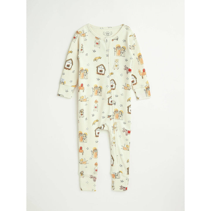 Away in a Manger PJ Footless Onesie Cotton