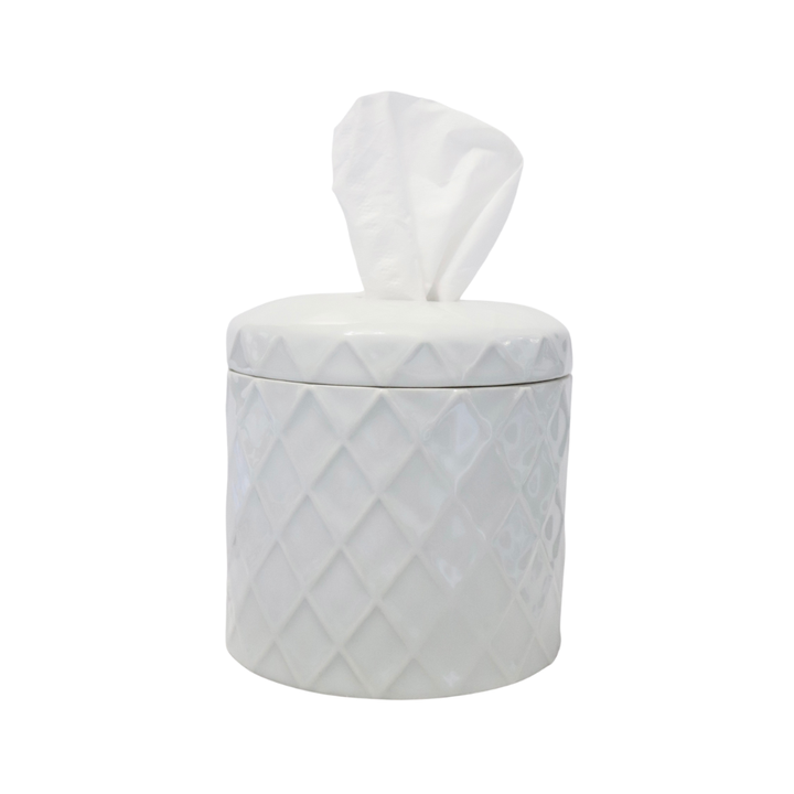 The Chloe Scalloped Ceramic Tissue Box Cover – Decorative Floral Vessel