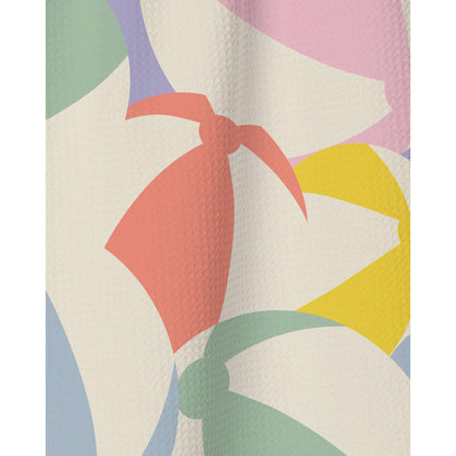 Close up of Geometry House Beach Ball Tea Towel Geoweave fabric - Eco-Friendly Recycled Microfiber Kitchen Towel