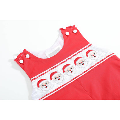 Red Santa Smocked Overalls