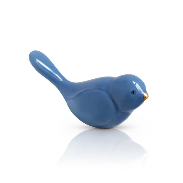 Nora Fleming Bluebird of Happiness hand-painted blue ceramic mini for interchangeable serveware.