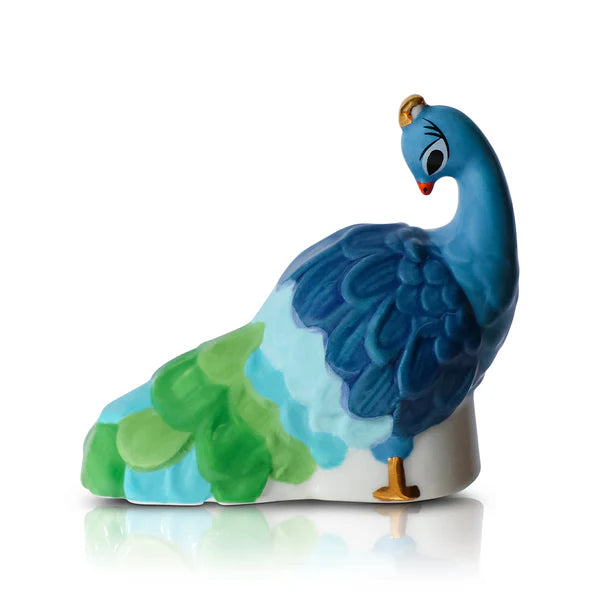 Nora Fleming Fancy Feathers hand-painted peacock ceramic mini for serveware.