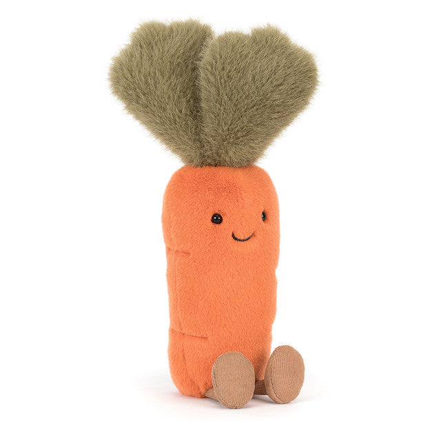 Jellycat Amuseables Carrot plush toy with orange body and green leafy top