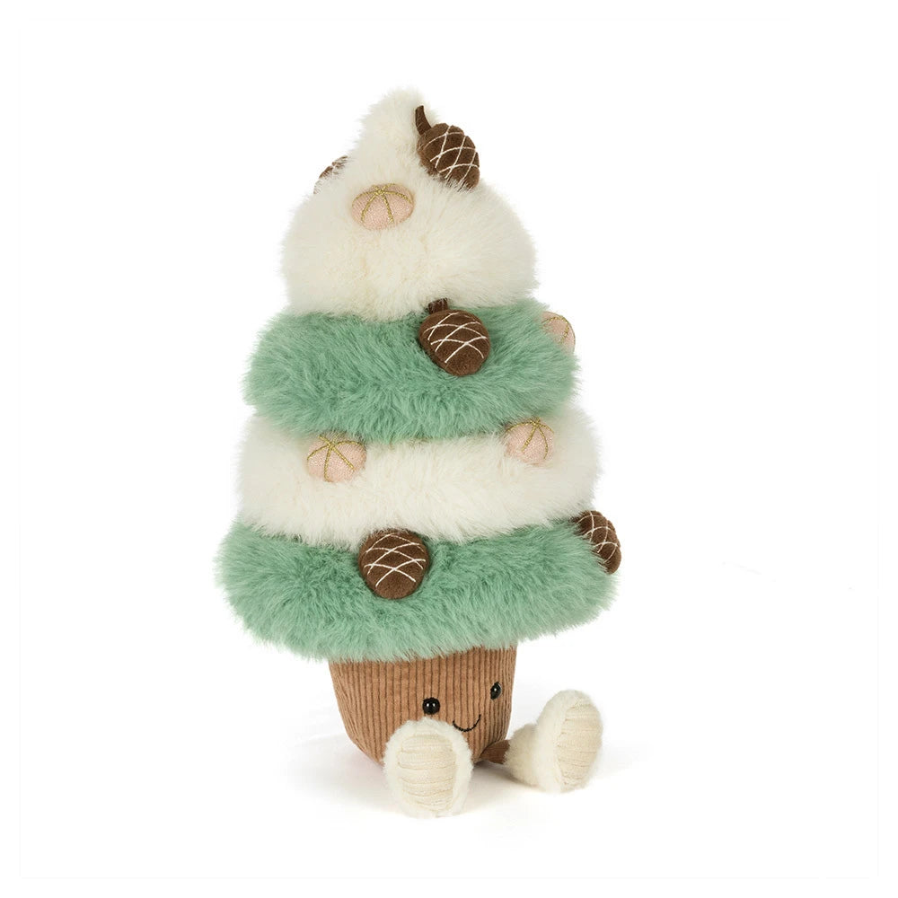 Jellycat Amuseables Pinecone Tree smiling plush Christmas tree front view